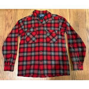 Pendleton Red Black Buffalo Plaid Wool Size Youth XL
